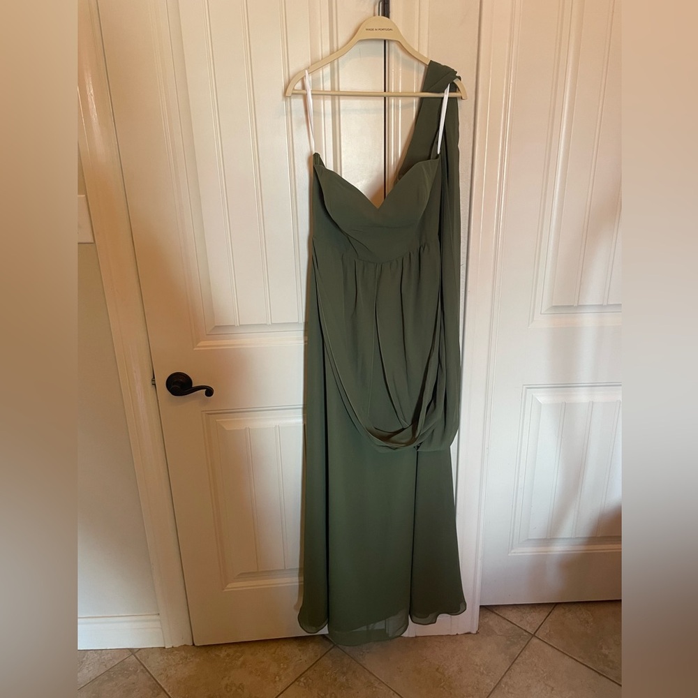 Revelry Devan convertable Chiffon Olive  Maxi Dress formal Bridesmaids 8